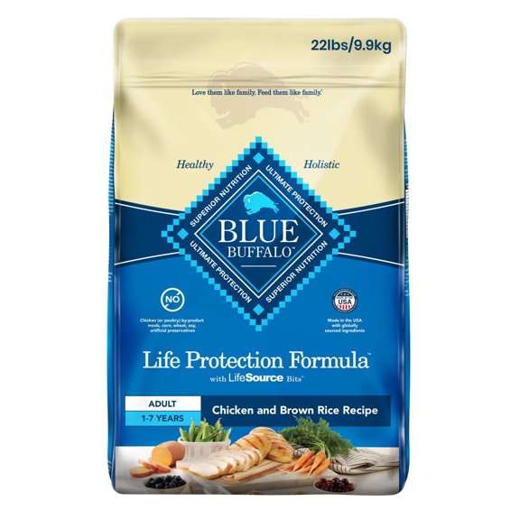 Blue Buffalo Life Protection Formula Nourriture Sèche pour Chien Adulte, Poulet & Riz Brun 9.9kg