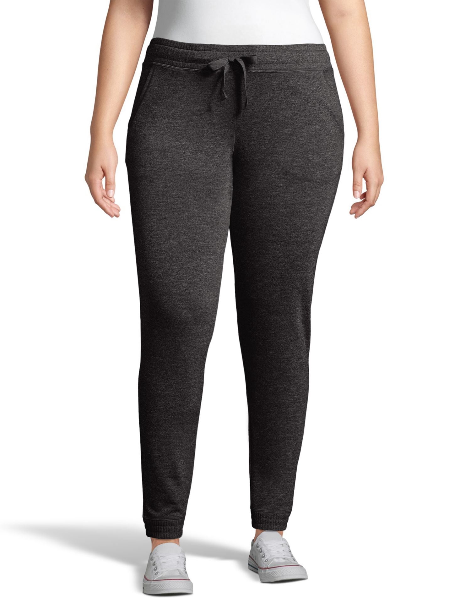 Hanes Womens French Terry Jogger with Pockets, M, Black Heather