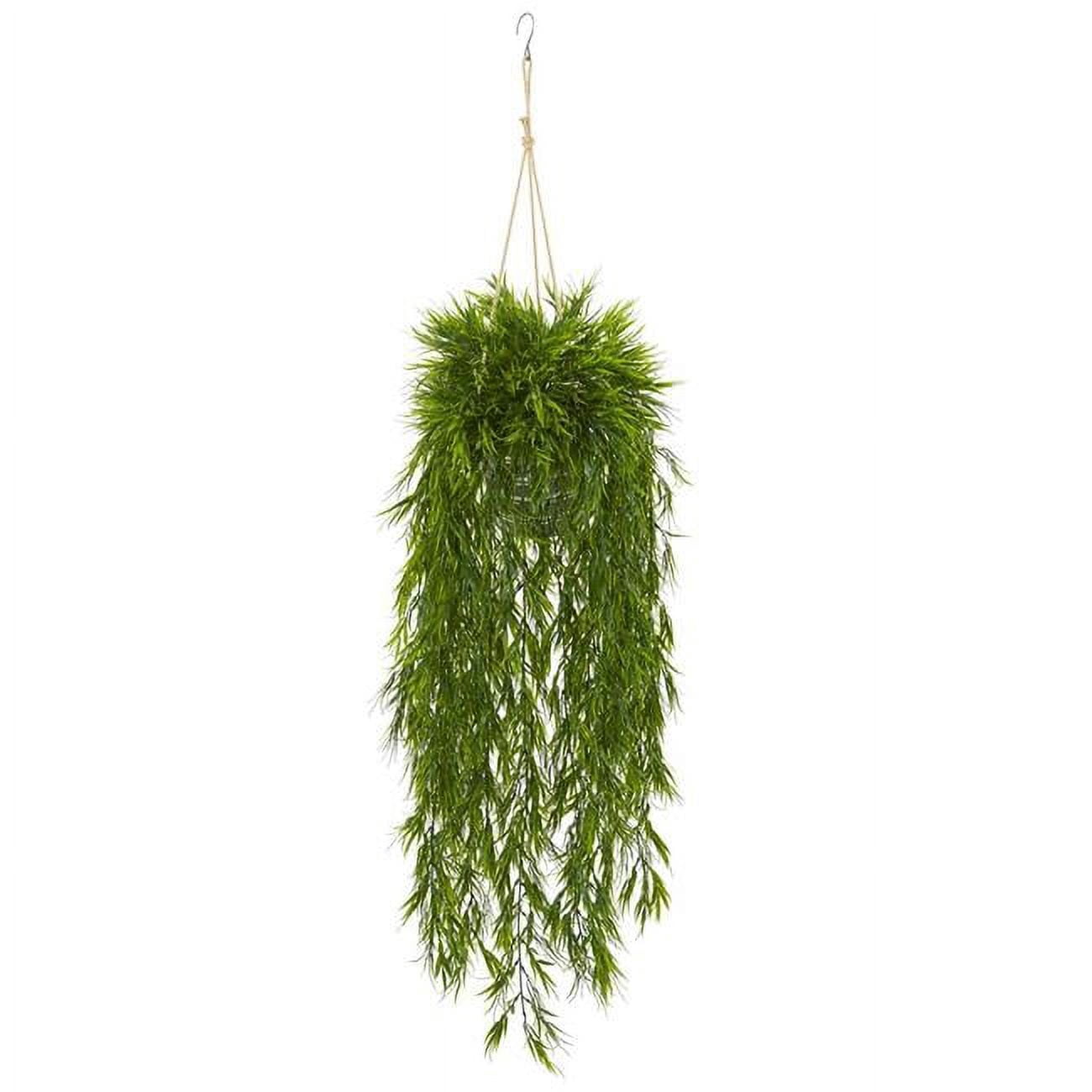 Nearly Natural 8888 50 in. Mini Bamboo Artificial Plant in Hanging Metal Bucket
