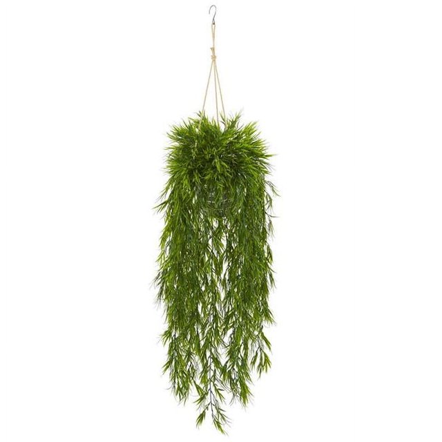 Nearly Natural 8888 50 in. Mini Bamboo Artificial Plant in Hanging Metal Bucket