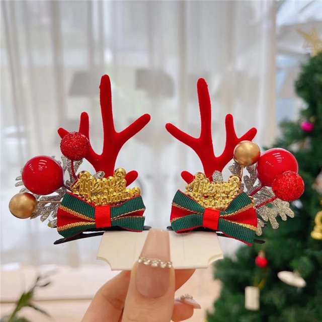 Christmas Hair Clip Christmas Antler Hair Clips Christmas Reindeer Hair Clip Antler Hair Ornament Christmas Hair Accessories Christmas Antler Hair Clips Cute Exquisite Plush