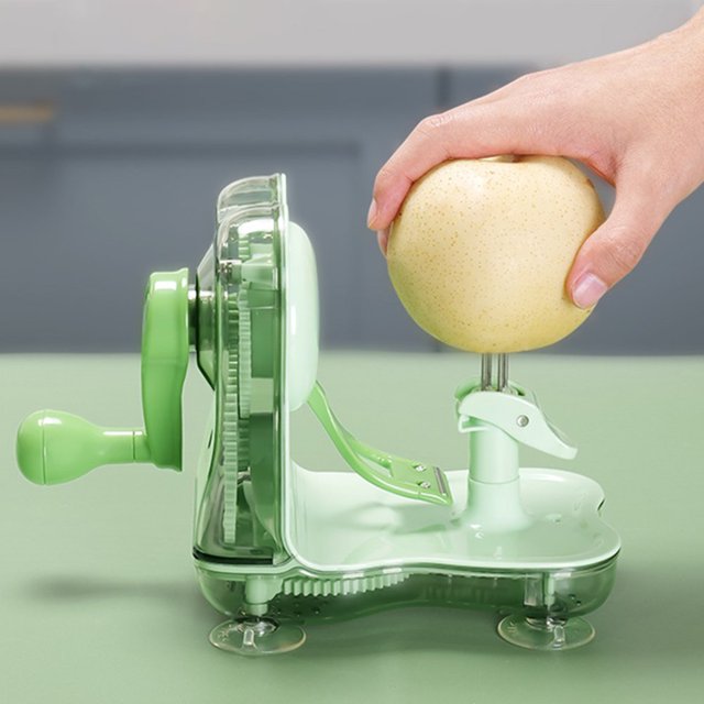 Ergonomic Handle Suction Cup Bottom Sharp Fruit Peeler 2 in 1 Hand Held Fruit Peeler Cutter Kitchen Accessories