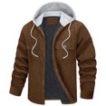 thumbnail image 2 of KIHOUT Winter Warm Coats Men Button-up Cardigan Carry Pockets Solid Color Long Sleeve Hooded Jacket,Size M-5XL, 2 of 5