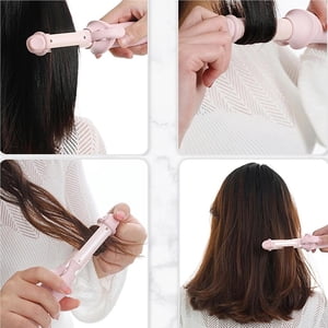 2-in-1 Curling Iron Rechargeable Hair Curler Portable Hair Curling Wand with 3 Temperature Modes PI Heating Technology for Women Home Traveling