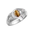 thumbnail image 3 of RYLOS Men's Rings Sterling Silver Rings Classic Designer Style 8X6MM Oval Gemstone & Diamond Ring Tiger Eye November Birthstone Rings For Men Size 11, 3 of 7