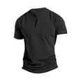 thumbnail image 1 of FAIWAD Men's Short Sleeve Shirts Button Casual Slim Mock Neck Basic Tees Summer Solid Color Workout Tops, 1 of 7