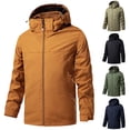 thumbnail image 1 of Sentmoon Mens Ski Jacket Solid Color Long Sleeve Men Winter Coat Oversized Zipper Windbreaker Waterproof Men Hoodie with Pockets Fall Soft and Comfortable for Climbing and Hiking XXXXXL, 1 of 7