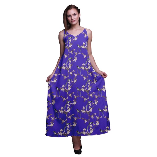 Bimba Robe Longue Décontractée pour Femme en Rayonne à Bretelles Spaghetti, Maxi Robe d'Été - Très Petit
