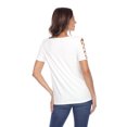 thumbnail image 4 of White Mark Women's 2-Pack White Keyhole Cutout Round Neckline Short Sleeve Top, 4 of 5