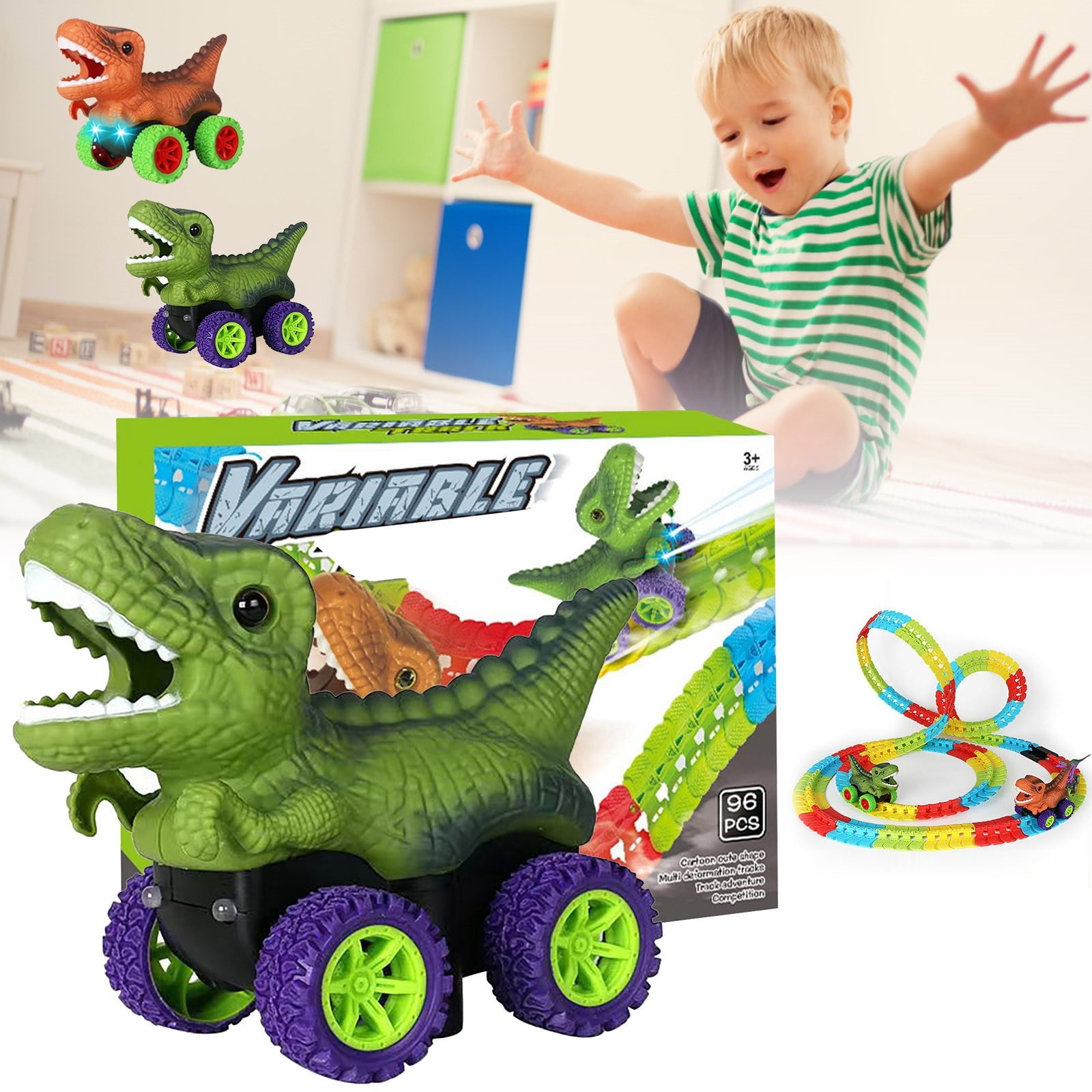 Circuit Dinosaure Escalade Avec Lumière Et Musique – Voiture Jouet Escaladeur Pour Enfants