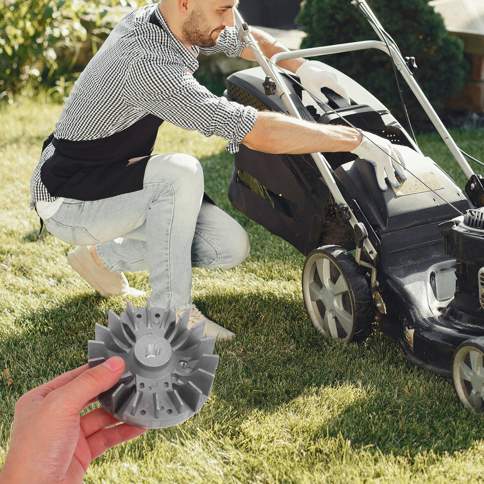Raindrops Manual Lawn Mower Push Reel Flywheel Steel for Garden 1Set