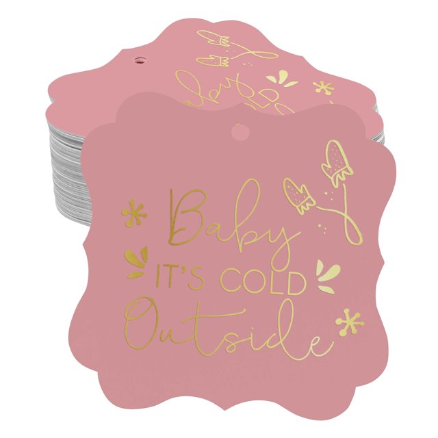 Inkdotpot Pack Of 100 Real Gold Foil Bracket Shape Paper Tags Baby It's Cold Outside Baby Shower Favor Hang Tags