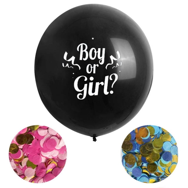 Birdeem Trousse de Révélation de Sexe, Ballons Noirs de 36 Po avec Confettis en Papier en Forme de Cœur pour Fête de Révélation de Sexe de Bébé