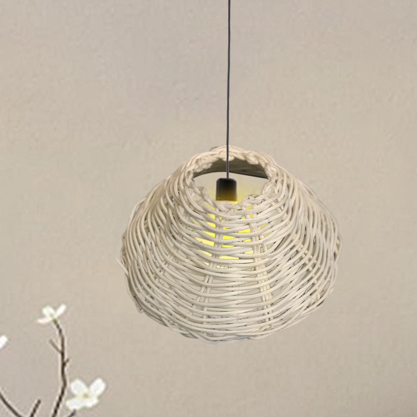 Rattan Lamp Shade Farmhouse Hanging Light Cover Retro Style Woven Lampshade