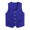 thumbnail image 3 of renvena Kids Button Volunteer Activity Vest Button Up Irregular Hem Waistcoat Sleeveless Waiter Blue L, 3 of 5