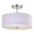 thumbnail image 2 of Modern Chrome Ceiling Light with White Drum Shade - 14-Inches Wide, 2 of 3