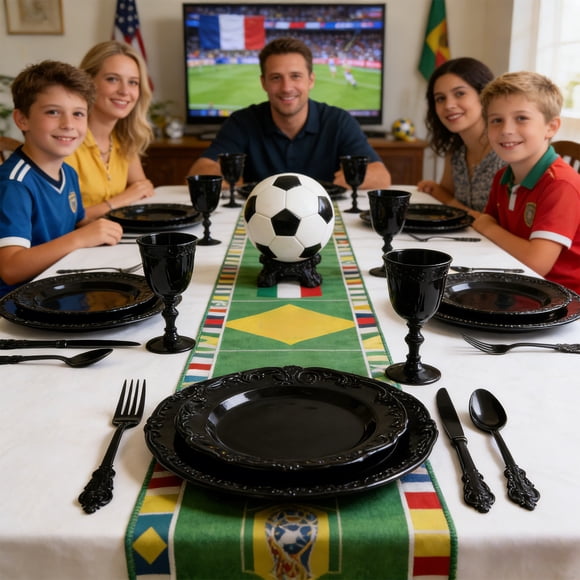 Dvkptbk Soccer Décorations Fournitures de Fête Ensemble Vaisselle Jetable Assiettes en Papier Gobelets Nappe pour Fête au Jardin Intérieure Extérieure
