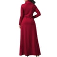 thumbnail image 3 of ZANZEA Robe Longue Unie pour Femmes, Soirée, Nœud, Manches Longues, Poches, 3 of 12