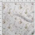 thumbnail image 3 of oneOone Polyester Spandex White Fabric Floral & Peacock Fabric For Sewing Printed Craft Fabric By The Yard 56 Inch Wide, 3 of 4