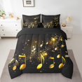 thumbnail image 2 of Golden Musical Notes 7 Piece Comforter Set Full Bed in a Bag,Glitter Dots Bedding Sets Starry Sky Backdrop Sheet Set with Comforter,Music Theme Bed Set, 2 of 6