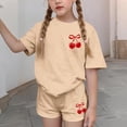 thumbnail image 3 of Robe d'Été avec Manches Ensemble de Loisirs d'Été pour Enfants Col Rond Manches Courtes Haut et Shorts Ensemble Deux Pièces Mignon Ensemble d'Été, 3 of 6