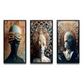 thumbnail image 2 of Designart "Futuristic Fashion Sci-Fi Woman Portrait II" Surrealism Framed Wall Art Set Of 3 - Blue Transitional Frame Canvas Set For Living Room Decor, 2 of 6