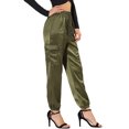 thumbnail image 4 of Unique Bargains Women's Drawstring Elastic High Rise Silky Satin Cargo Pants, 4 of 7