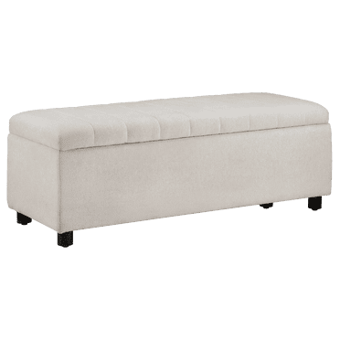 Bouclair Banc en Tissu Blanc et en Bois Noir