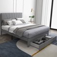 thumbnail image 1 of Gymax Queen Upholstered Bed Frame Platform Bed with Drawer & Adjustable Headboard Grey, 1 of 10