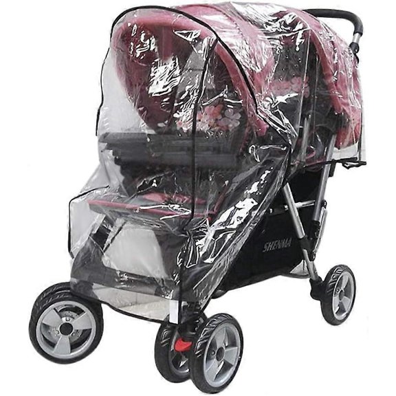 Universal Double Stroller Rain Cover Transparent Rain Cover Rain Cover/Rain and Wind Protection Rain Cover for Baby Pram Stroller