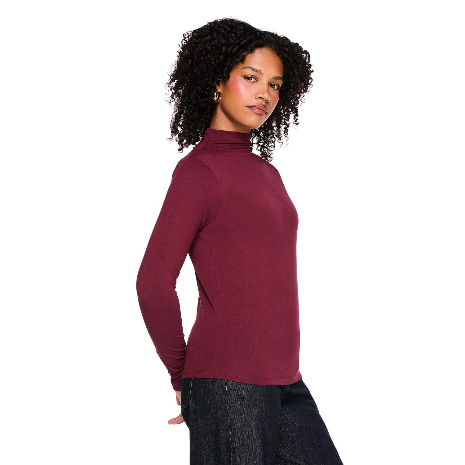 George Women's Mock-Neck Long-Sleeve T-Shirt