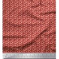 thumbnail image 1 of Soimoi Tissu en Georgette de Polyester Rouge, Tissu à Imprimé Damassé Filigrané au Mètre, 52 Pouces de Large, 1 of 3