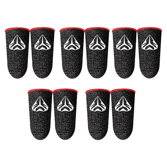 5 Pairs Mobile Phone Gaming Fingertip Controller Sleeves Anti-Fingerprint Covers Oil-proof Breathable 24Pin Knitted Reusable Gloves Red
