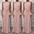 thumbnail image 4 of AMERTEER Robe Maxi Sans Manches à Pois pour Femmes, Ceinture, Fête, Banquet, 4 of 8