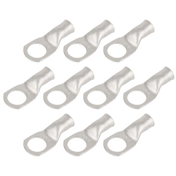 RIOCAN 10pcs 4 AWG-1/2 (M12) Tinned Ring Terminals 4 Gauge Copper Wire Lugs Battery Cable Ends Heavy Duty Battery Cable Terminal Connectors