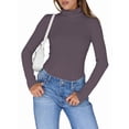 thumbnail image 2 of Women'S Long Sleeve Shirts Fall Fashion Basic Thermal Underwear Tops Winter Clothes Dark Purple S, 2 of 9