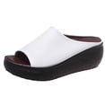 thumbnail image 1 of Penkiiy Womens Platform Peep Toe Mules Wedge Slide Sandals 38 White, 1 of 9