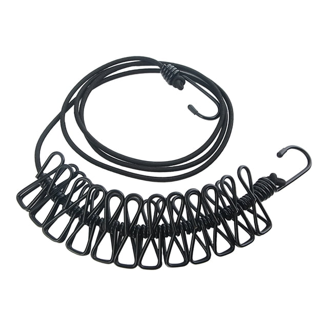 EGNMCR Hooks for Hanging Outdoor Camping Travel Home Retractable Clothesline With Clips Clothesline Portable Windproof Non-slip Drying Rope 12 Clips clothesline Bask
