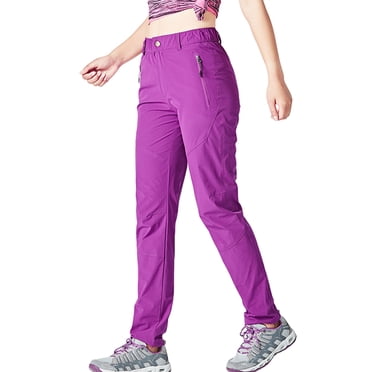 keepw Pantalon de Randonnée Femme Été Séchage Rapide Camping Mince Imperméable Élastique Anti-Rayures avec Poches Bas Vêtements de Sport Violet TG