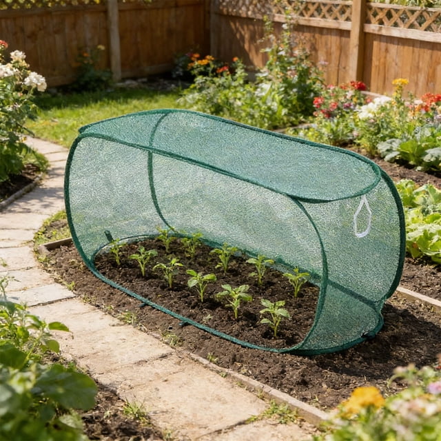 Fesfesfes Garden Mesh Cover Outdoor Protector Garden Row Raised Bed Cover Crop Cage Net Foldable Crop Cage Outdoor Protector Garden