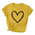 thumbnail image 2 of Styesk T-Shirts pour Femmes Confortables Doux Col Rond T-Shirts Chandail Mode Léger Manches Courtes T-shirt Saint-Valentin Graphique Décontracté Grande Taille Hauts Imprimé Cœur Hauts de Sortie, 2 of 3