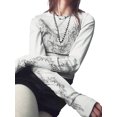 thumbnail image 2 of Fortune T-Shirts Goth pour Femmes à Manches Longues, Coupe Ajustée, Court, T-Shirts Vintage, 2 of 8