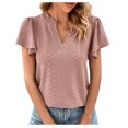 thumbnail image 1 of Birdeem Womens Spring and Summer Gold Lace Stitching V-Neck Solid Color Bottom T-Shirt Hollow Top, 1 of 8