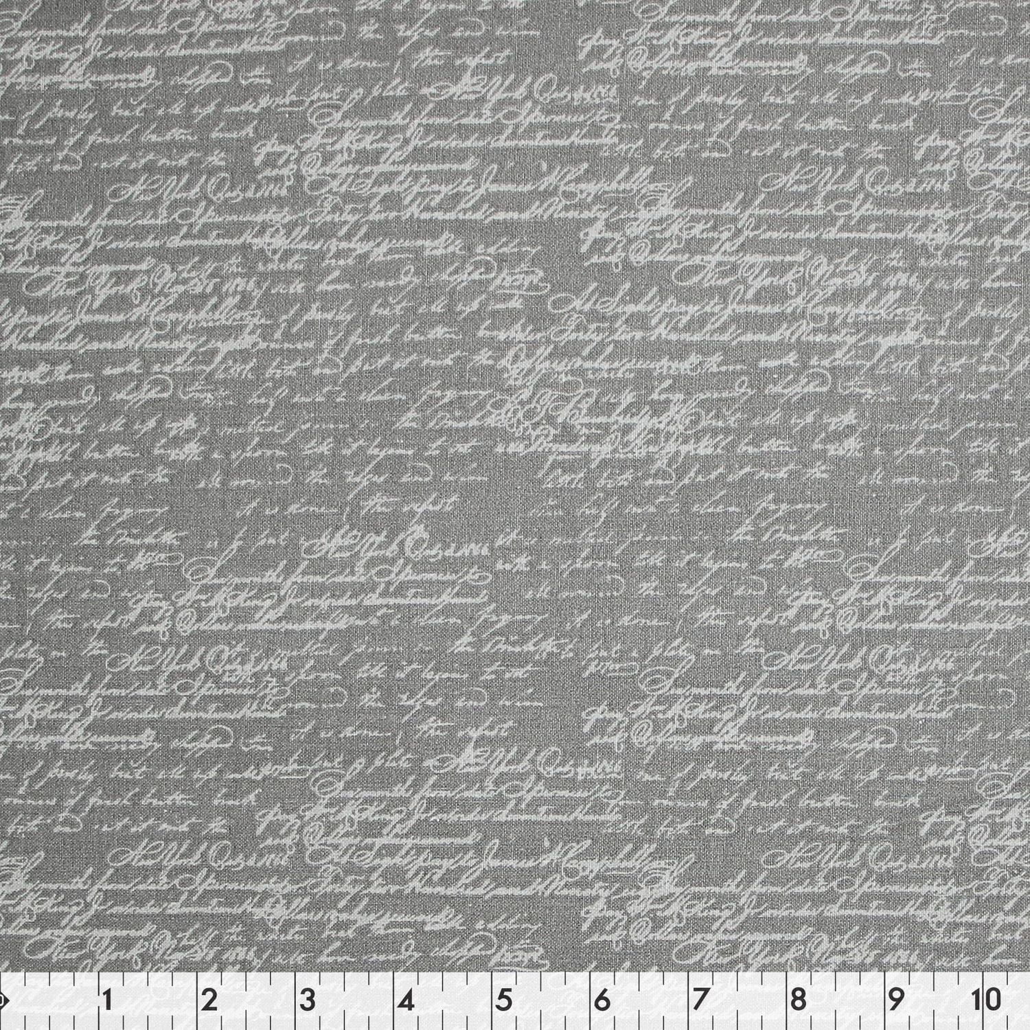 FABRIC CREATIONS gris avec blanc Script tissu de coton au mètre, gris