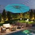 thumbnail image 4 of Costway 10 FT Solar Offset Hanging Umbrella with 96 Solar Multi-colored Flowing LED Lights Turquoise, 4 of 10