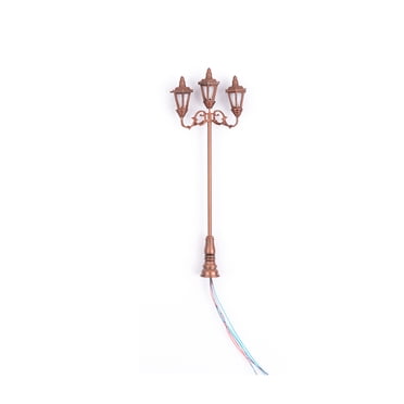 transemion Lampadaires DEL à l'Échelle 1:87 Style Vintage Fabrication de Maquettes Train Chemin de Fer 3 Têtes Miniature Lumière Blanc Chaud pour Décoration de Parc Bronze/blanc Chaud