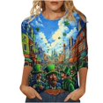 thumbnail image 2 of Mceream T-Shirt St Patricks Day à Manches 3/4 pour Femmes, Hauts de Printemps à Col Rond, T-Shirts Décontractés, Blouses à Imprimé Floral, T-Shirts Graphiques, Tenues d'Été, Hauts Bohèmes, Grande Taille, Chemises à Imprimé Trèfle L, 2 of 5