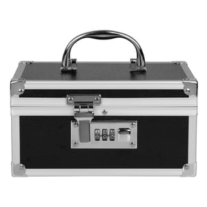 Boîte de verrouillage des médicaments en alliage d'aluminium Verrouillage des clés pour la maison et le voyage de médecine Boîte de fermeture, boîte de stockage sécuritaire des médicaments de premiers soins, 7,66''x 5,12'' x 4,13'' (noir)