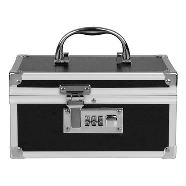 Medication Lock Box Aluminium Alloy Medicine Key Lock for Home and Travel Medicine Lock Box,First Aid Safe Medication Storage Box,7.66''x 5.12''x 4.13'' (Black)