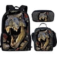 thumbnail image 1 of Showudesigns Cool Dinosaur Children Backpack Set with Schoolbag Lunch Bag Pencil Case Trex Backpack, 1 of 2